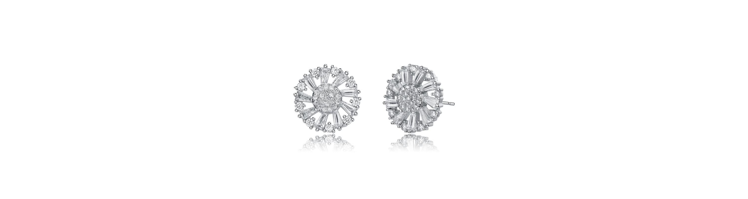 Lab Created Sterling Silver White Gold Plated with Colored Cubic Zirconia Round Stud Earrings