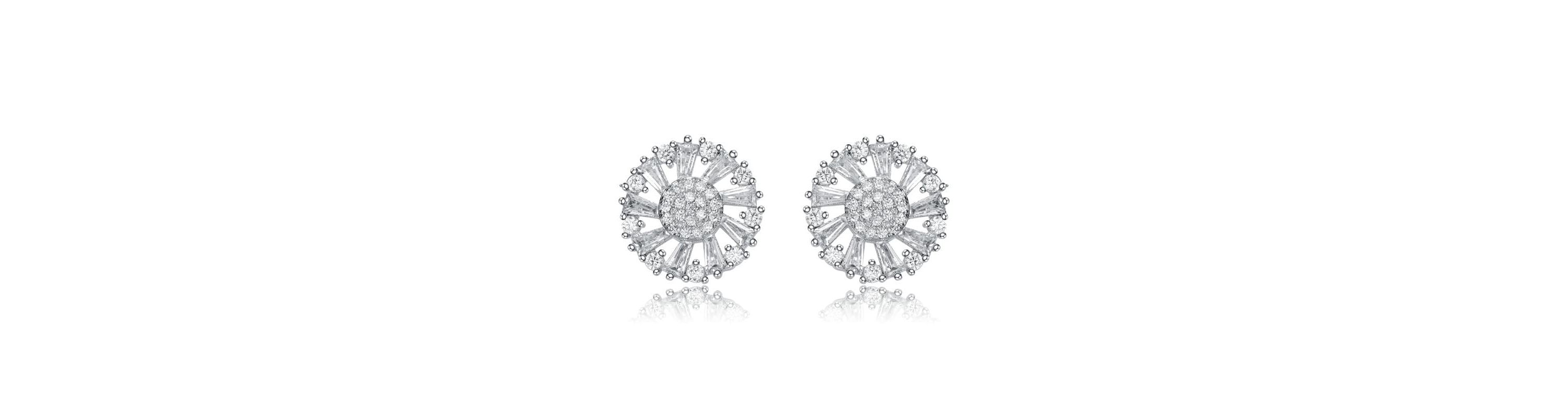 Lab Created Sterling Silver White Gold Plated with Colored Cubic Zirconia Round Stud Earrings