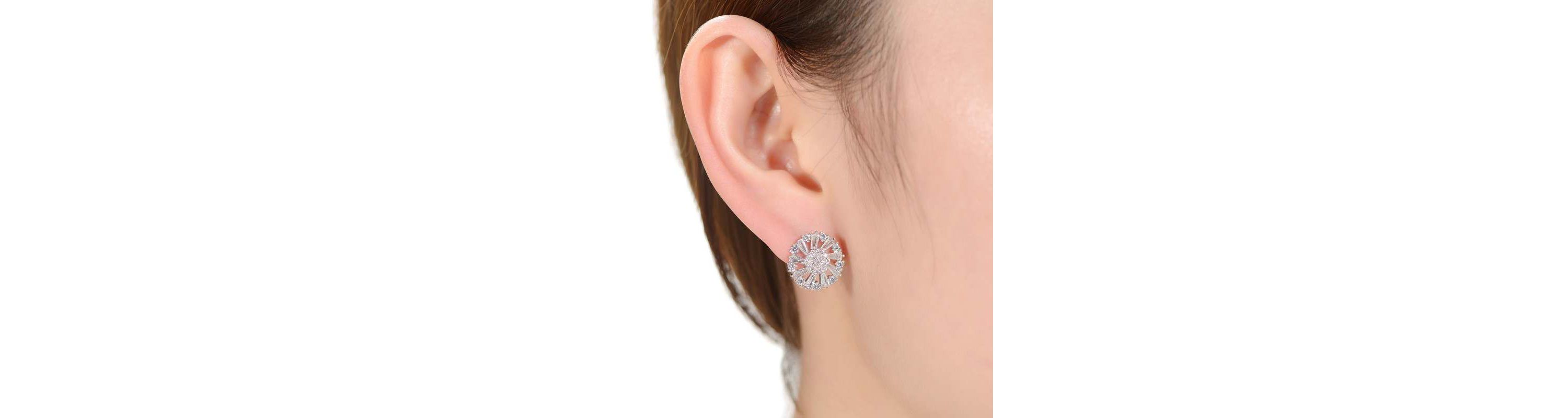 Lab Created Sterling Silver White Gold Plated with Colored Cubic Zirconia Round Stud Earrings