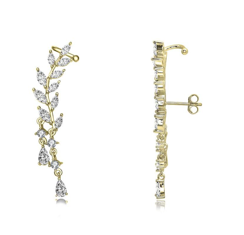 Lab Created Sterling Silver with Colored Cubic Zirconia Long Modern Stud Earrings
