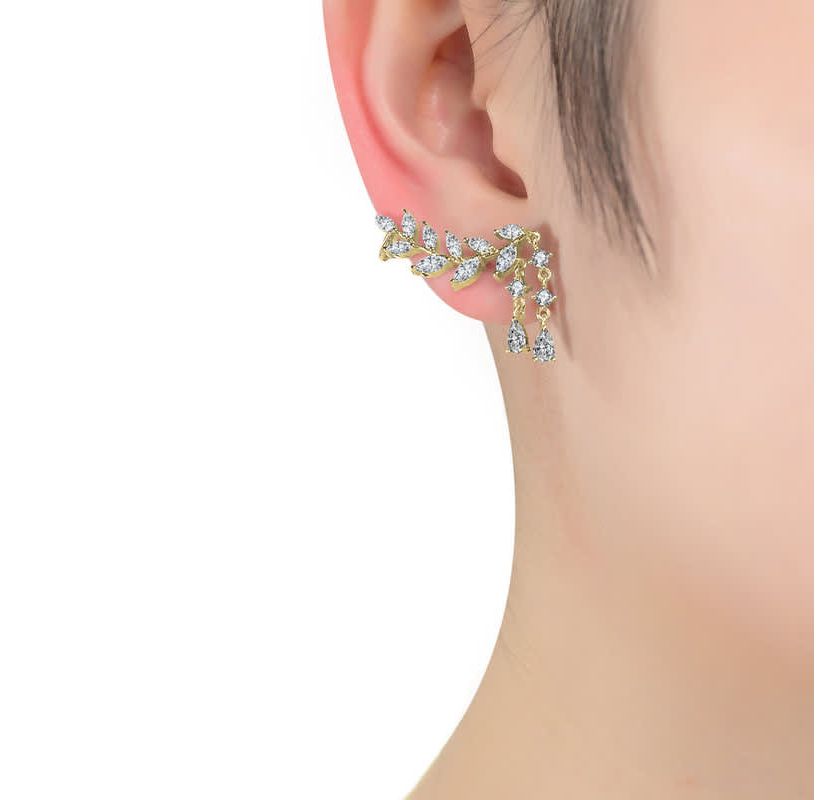 Lab Created Sterling Silver with Colored Cubic Zirconia Long Modern Stud Earrings