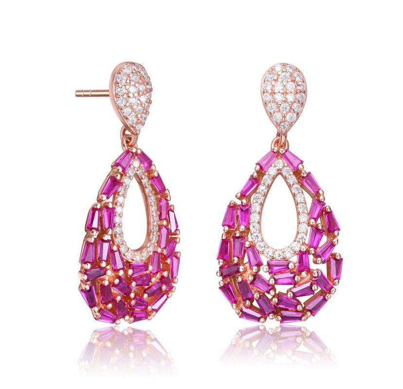 Lab Created Sterling Silver with Colored Cubic Zirconia Pear Shape Drop Earrings