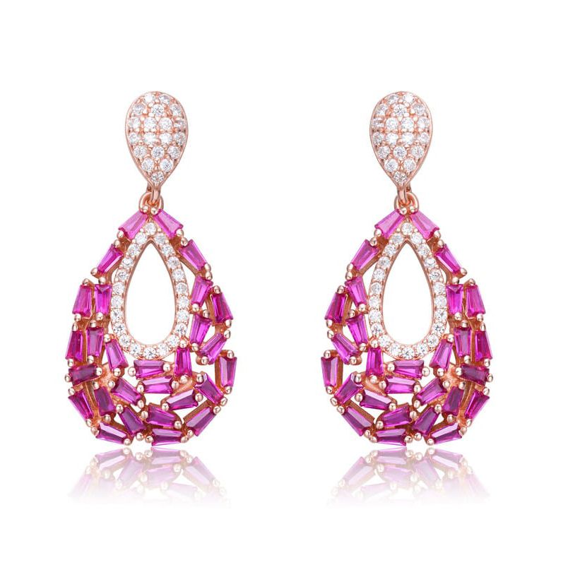 Lab Created Sterling Silver with Colored Cubic Zirconia Pear Shape Drop Earrings