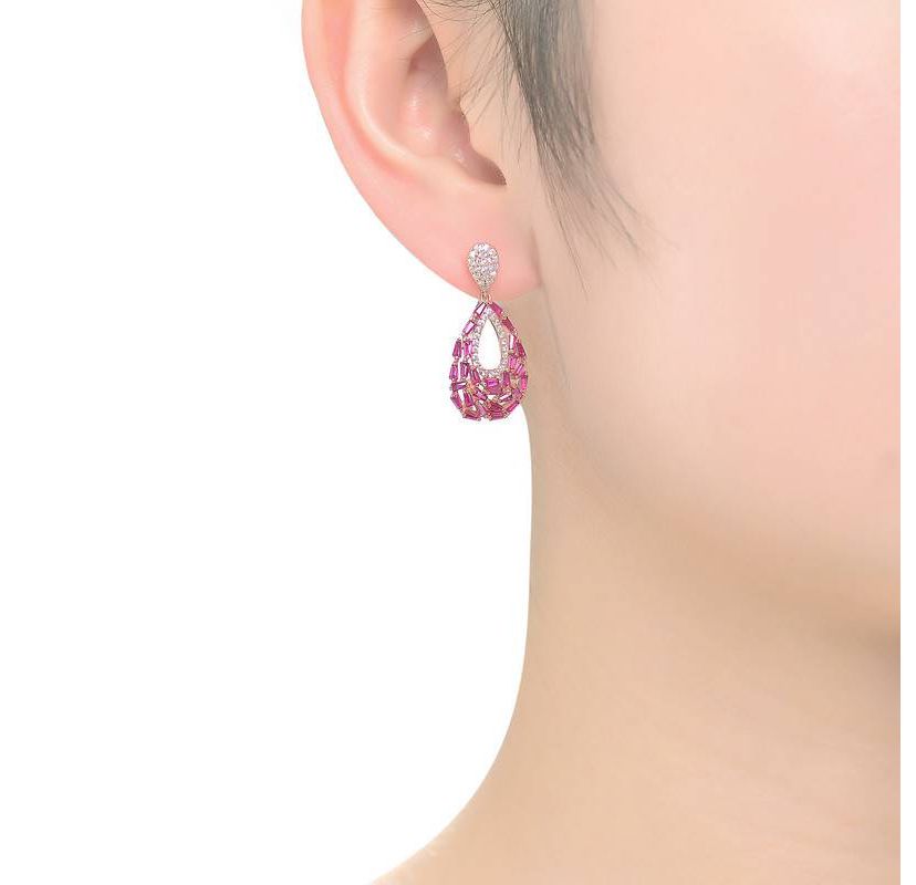 Lab Created Sterling Silver with Colored Cubic Zirconia Pear Shape Drop Earrings