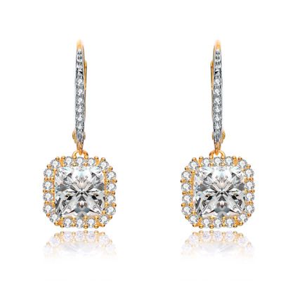 Rozzato Lab Created Sterling Silver with Clear Cubic Zirconia Square Drop Earrings