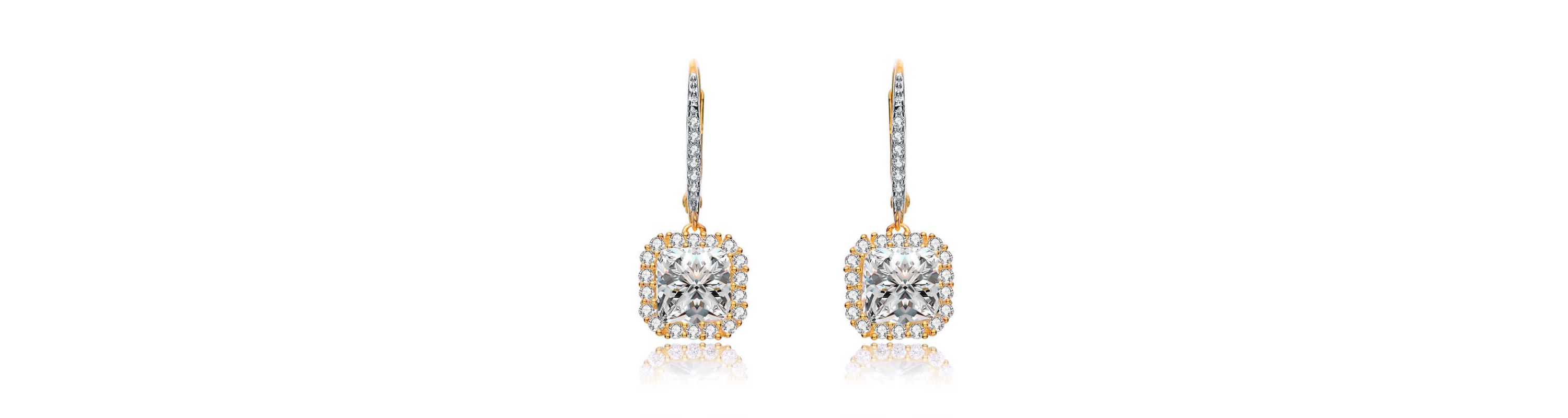 Lab Created Sterling Silver with Clear Cubic Zirconia Square Drop Earrings