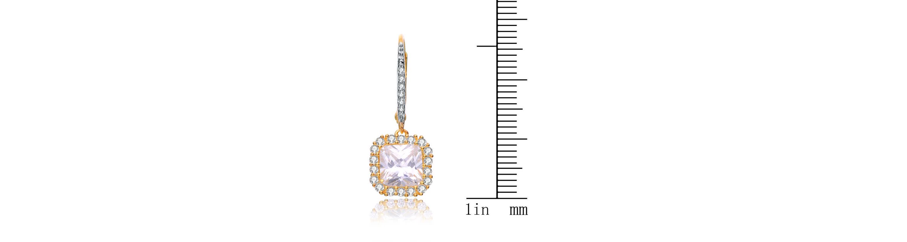 Lab Created Sterling Silver with Clear Cubic Zirconia Square Drop Earrings
