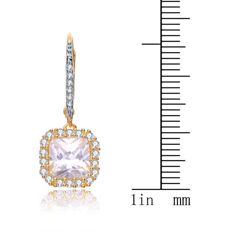 Lab Created Sterling Silver with Clear Cubic Zirconia Square Drop Earrings