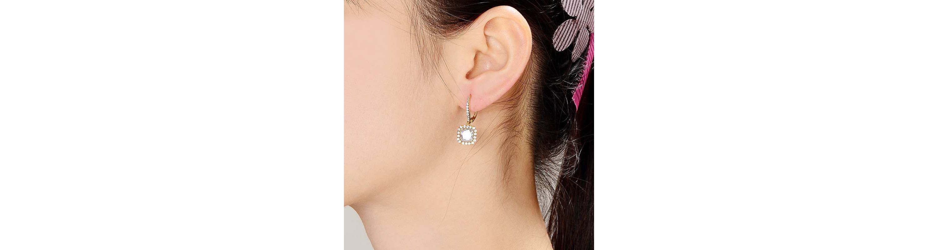 Lab Created Sterling Silver with Clear Cubic Zirconia Square Drop Earrings