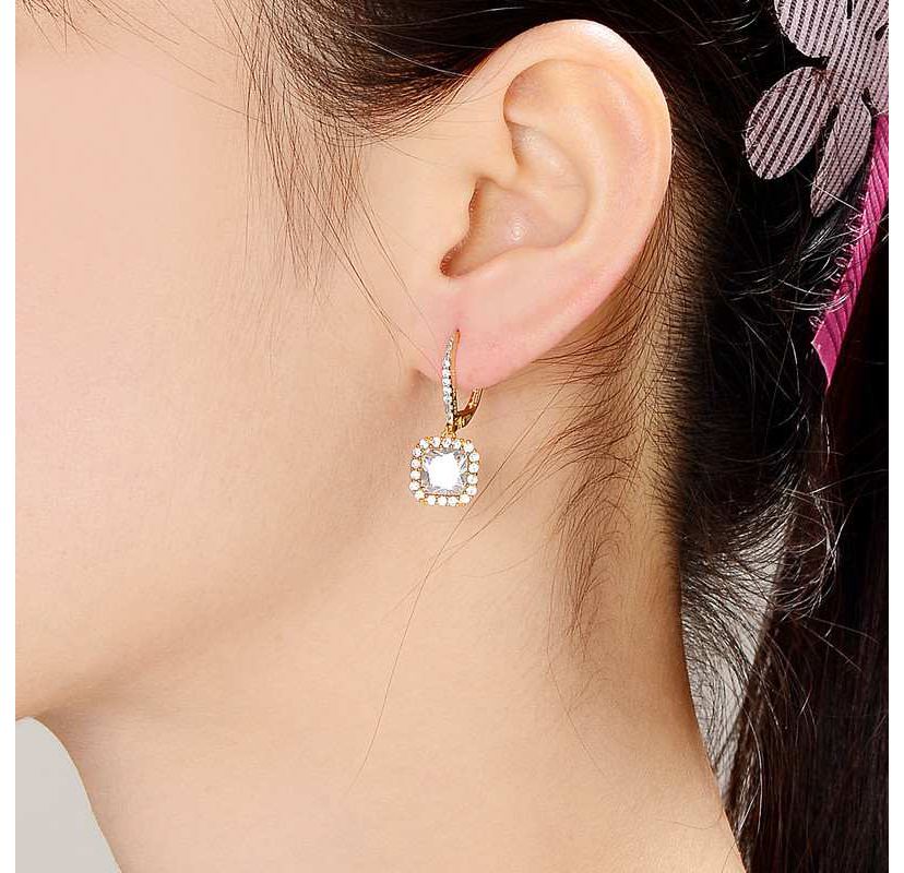 Lab Created Sterling Silver with Clear Cubic Zirconia Square Drop Earrings