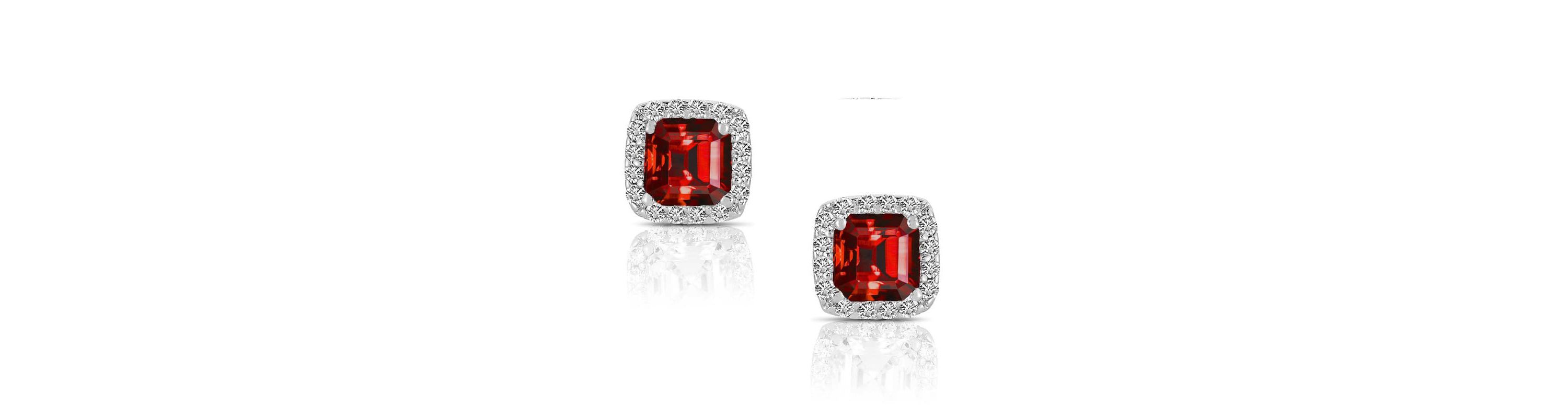 Lab Created Sterling Silver White Gold Plated with Colored Cubic Zirconia Square Shape Stud Earrings