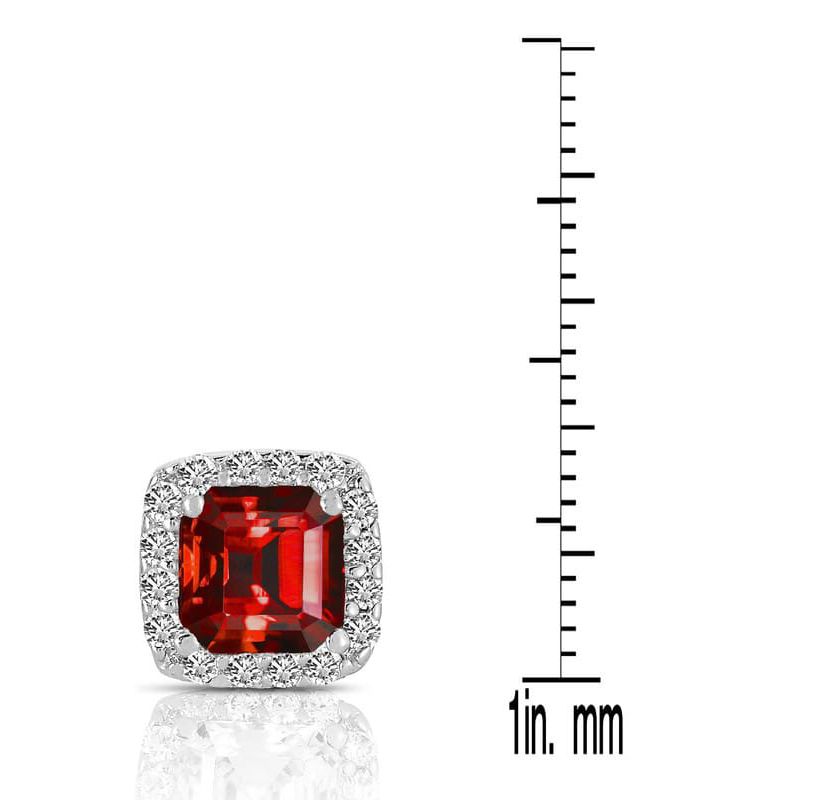 Lab Created Sterling Silver White Gold Plated with Colored Cubic Zirconia Square Shape Stud Earrings