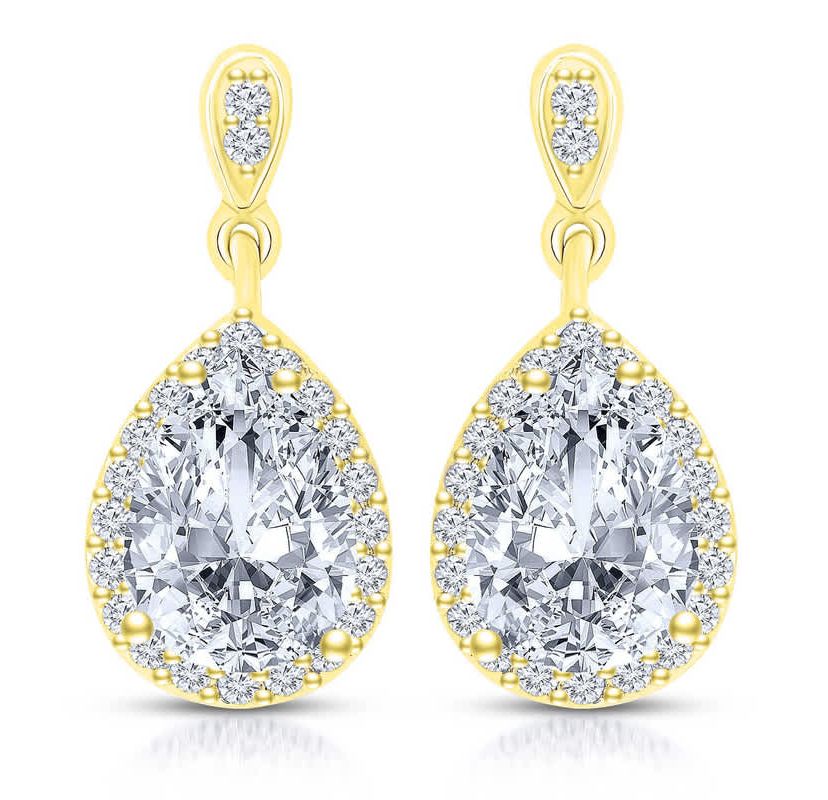 Lab Created Sterling Silver with Colored Cubic Zirconia Pear Shape Drop Earrings