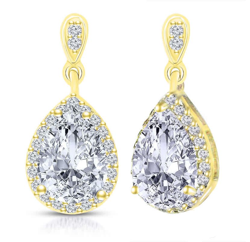 Lab Created Sterling Silver with Colored Cubic Zirconia Pear Shape Drop Earrings
