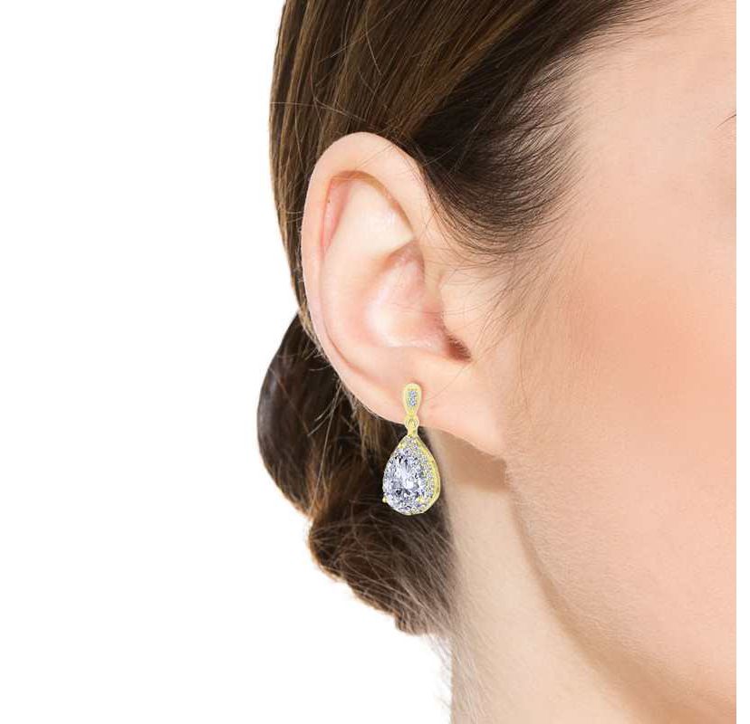 Lab Created Sterling Silver with Colored Cubic Zirconia Pear Shape Drop Earrings