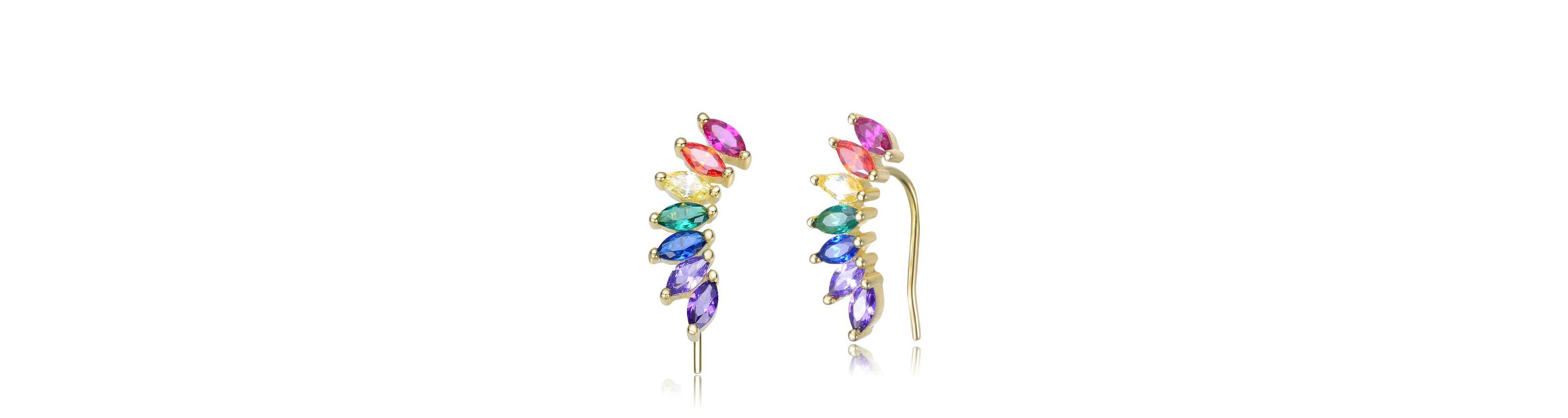 Lab Created Sterling Silver with Colored Spiky Cubic Zirconia Hook Earrings