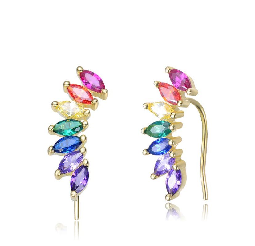 Lab Created Sterling Silver with Colored Spiky Cubic Zirconia Hook Earrings