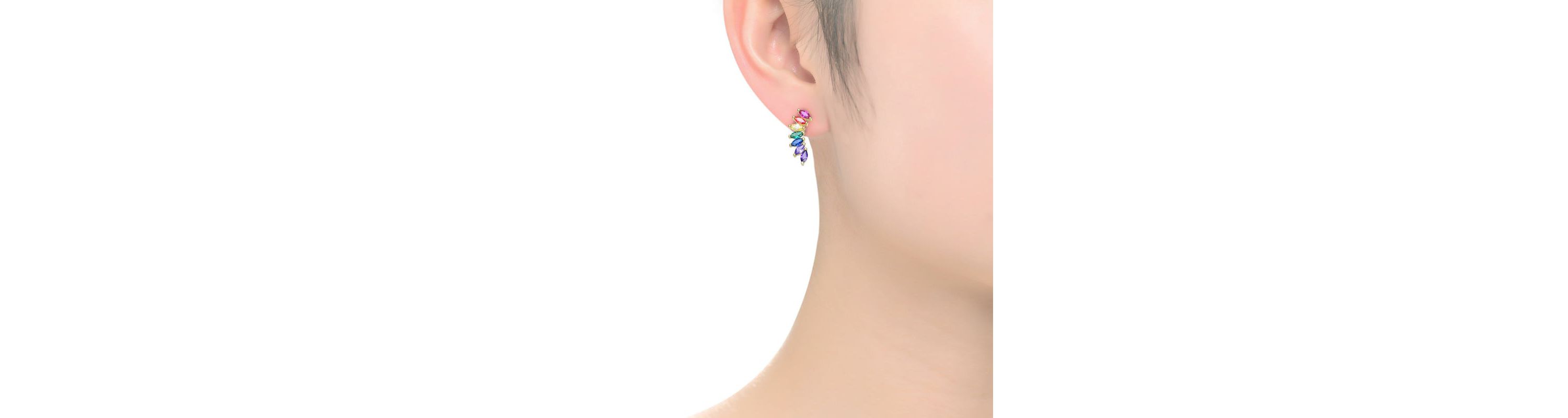 Lab Created Sterling Silver with Colored Spiky Cubic Zirconia Hook Earrings