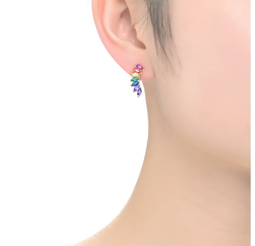 Lab Created Sterling Silver with Colored Spiky Cubic Zirconia Hook Earrings