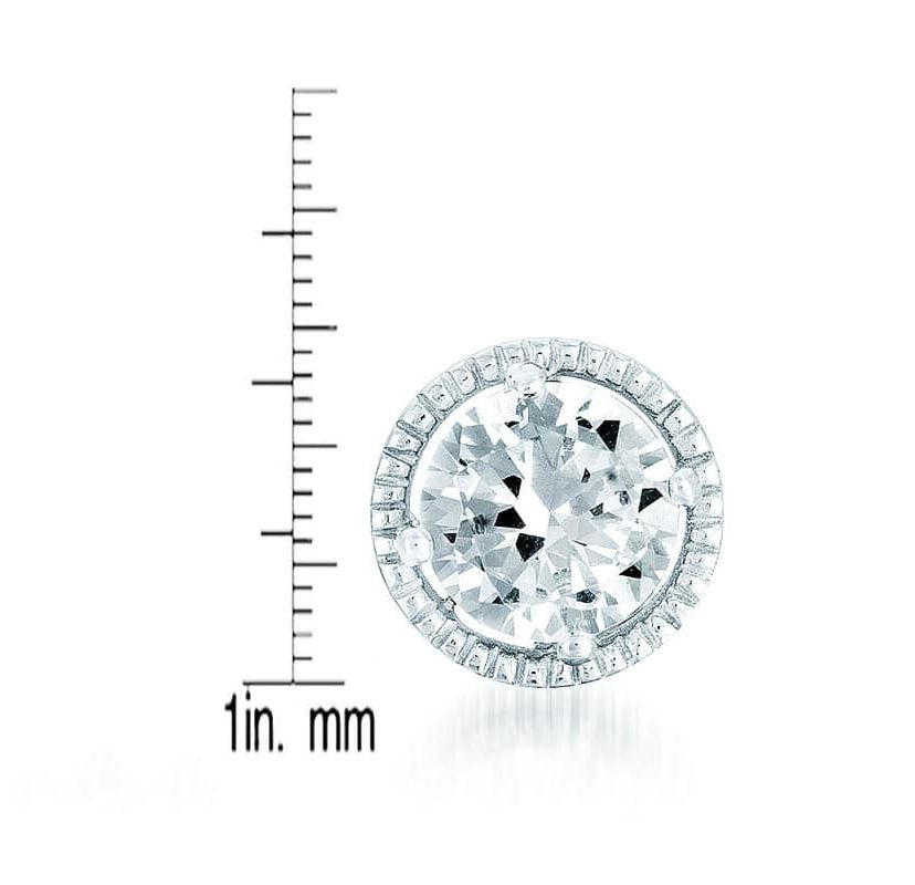 Lab Created Sterling Silver with Clear Cubic Zirconia Round Stud Earrings