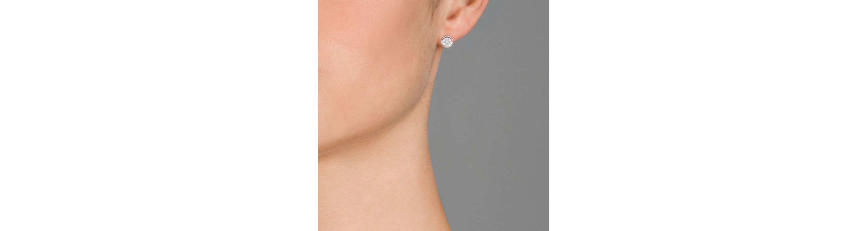 Lab Created Sterling Silver with Clear Cubic Zirconia Round Stud Earrings