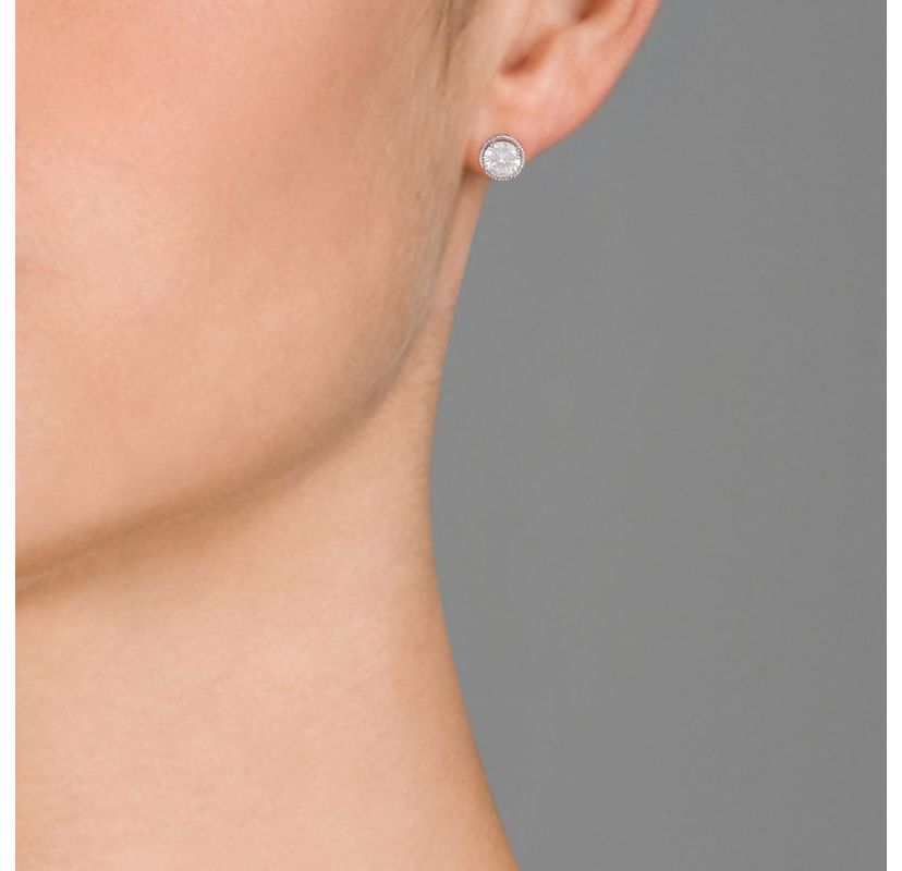 Lab Created Sterling Silver with Clear Cubic Zirconia Round Stud Earrings