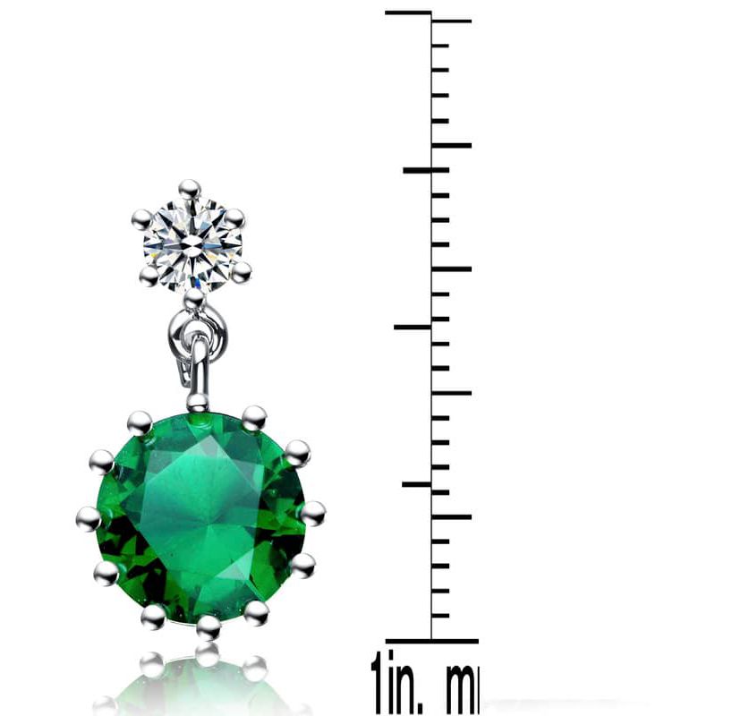 Lab Created Sterling Silver White Gold Plated with Colored Cubic Zirconia Circle Drop Earrings