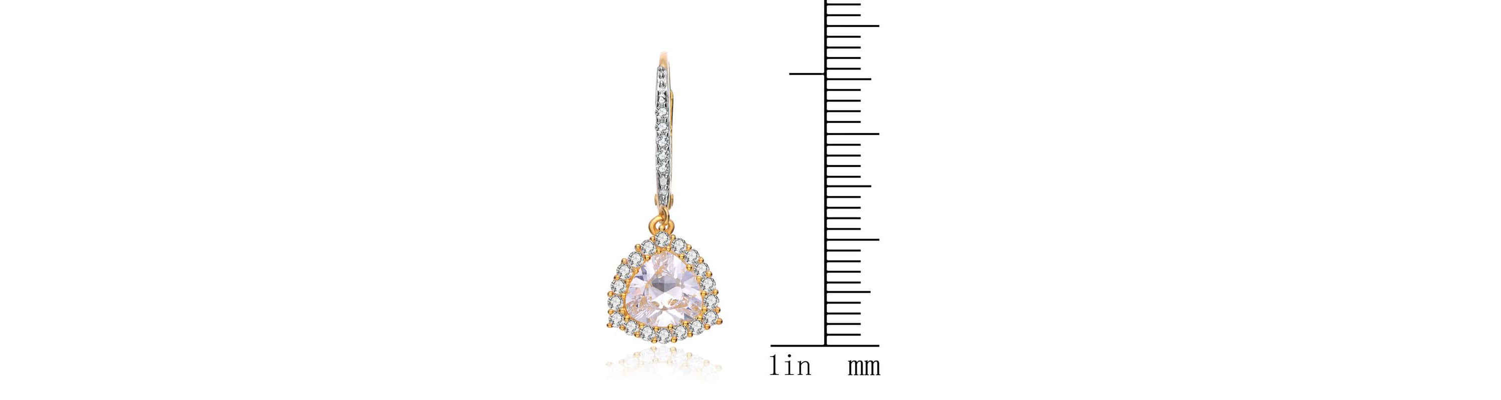 Lab Created Sterling Silver with Clear Cubic Zirconia Short Triangle Drop Earrings