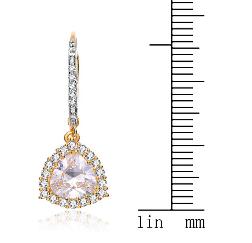 Lab Created Sterling Silver with Clear Cubic Zirconia Short Triangle Drop Earrings