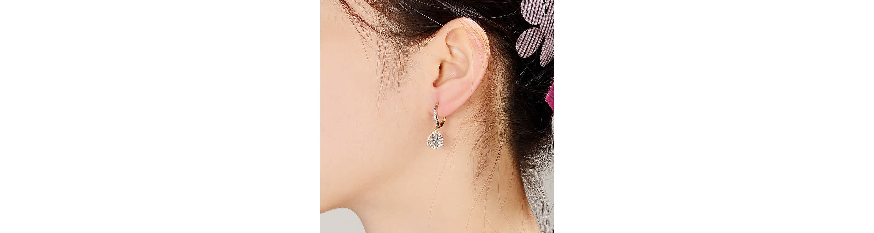 Lab Created Sterling Silver with Clear Cubic Zirconia Short Triangle Drop Earrings