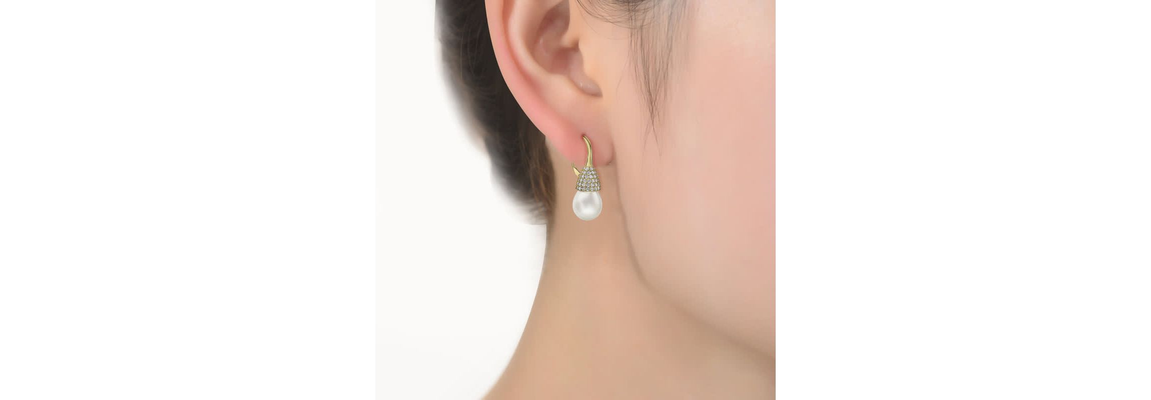 Lab Created Sterling Silver with Clear Cubic Zirconia & Pearl Bulb Earrings