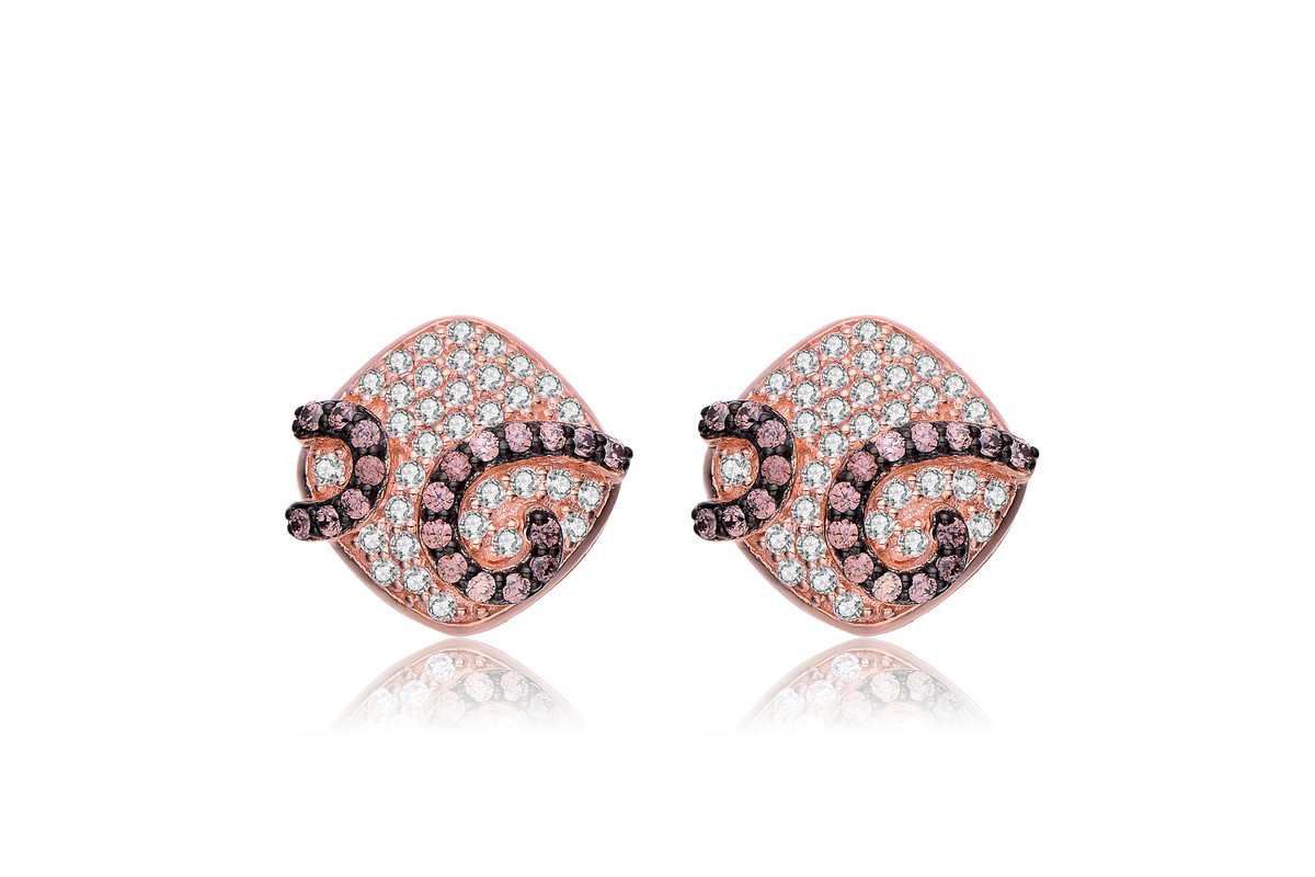 Lab Created Sterling Silver with Clear Cubic Zirconia Swirls Square Stud Earrings