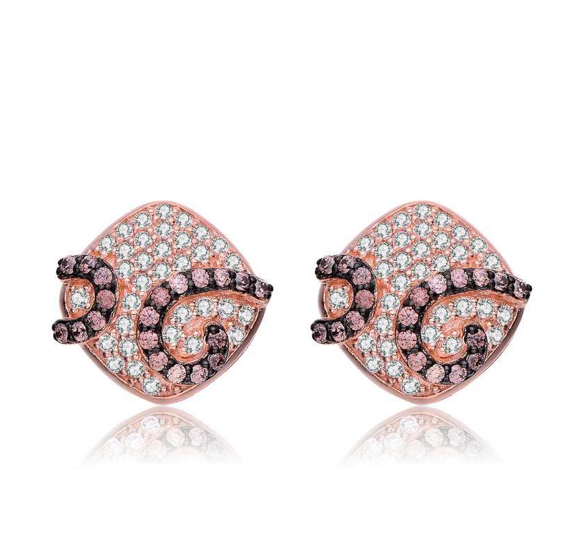 Lab Created Sterling Silver with Clear Cubic Zirconia Swirls Square Stud Earrings