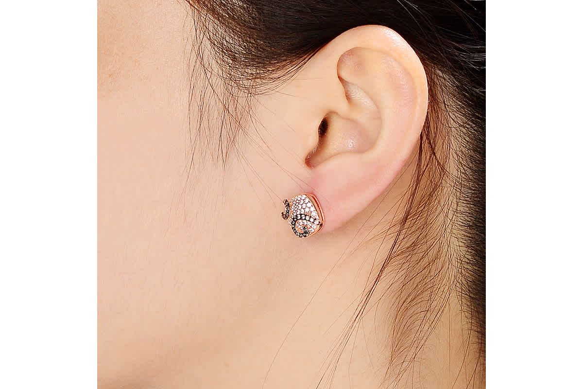 Lab Created Sterling Silver with Clear Cubic Zirconia Swirls Square Stud Earrings