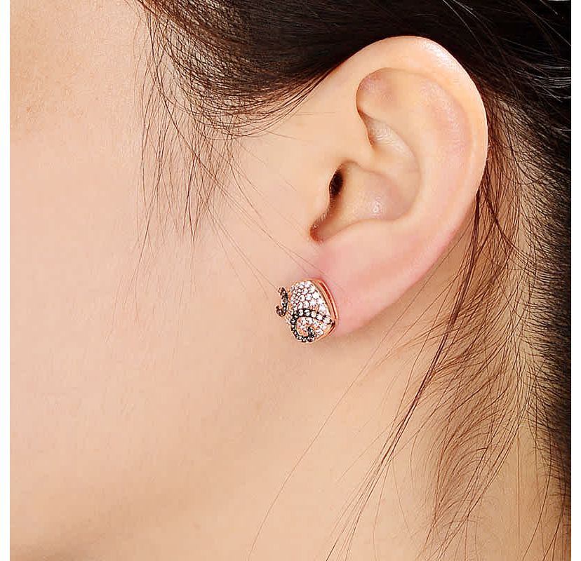 Lab Created Sterling Silver with Clear Cubic Zirconia Swirls Square Stud Earrings