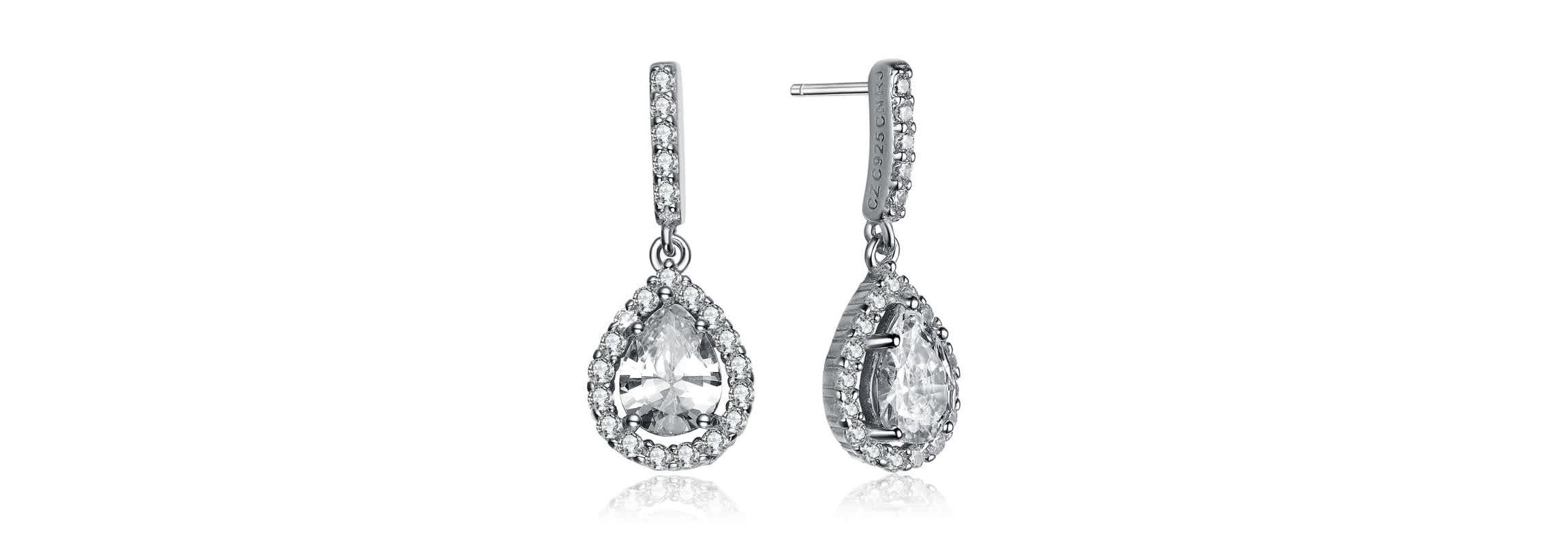Lab Created Sterling Silver with Colored Cubic Zirconia Teardrop Earrings