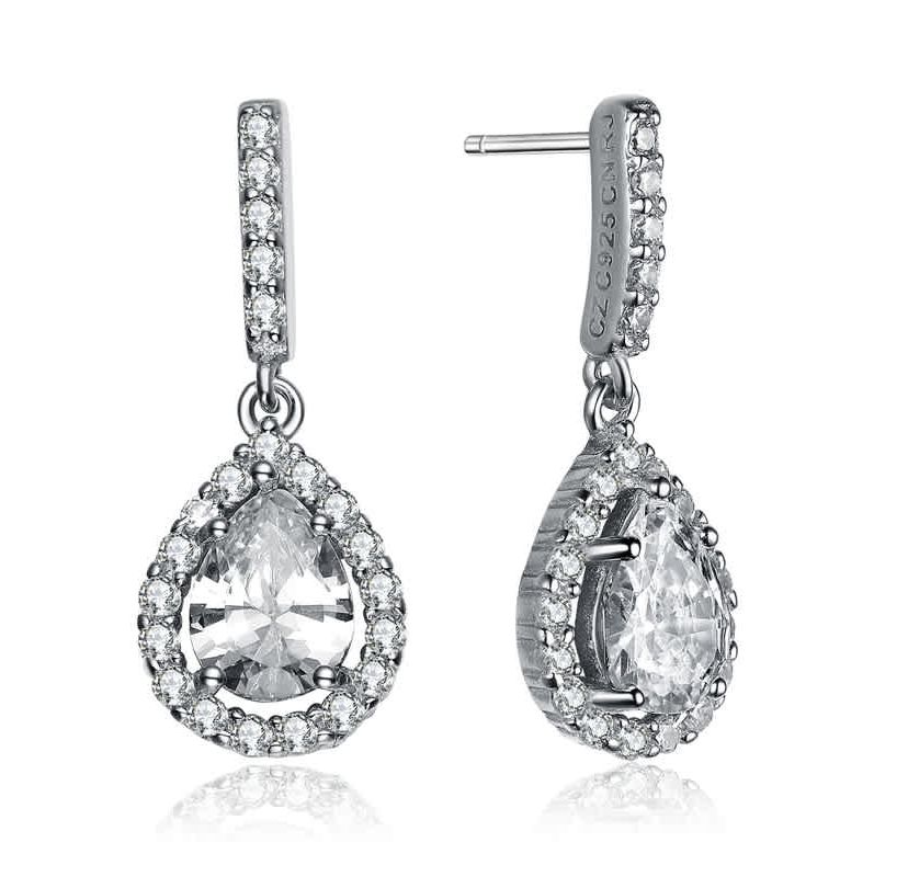 Lab Created Sterling Silver with Colored Cubic Zirconia Teardrop Earrings