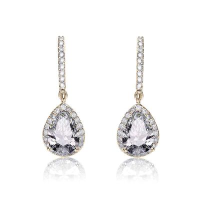 Rozzato Lab Created Sterling Silver with Colored Cubic Zirconia Teardrop Earrings, Gold