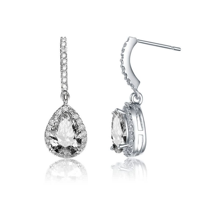 Lab Created Sterling Silver with Colored Cubic Zirconia Teardrop Earrings
