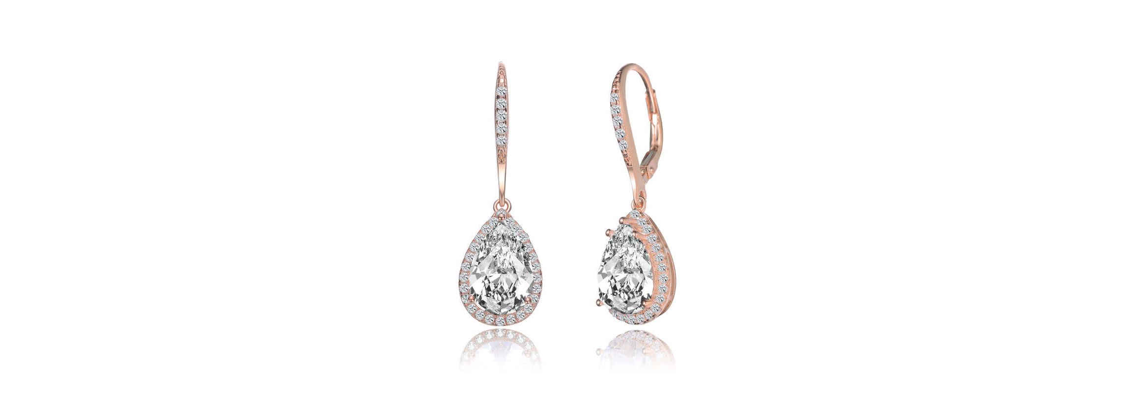 Lab Created Sterling Silver with Clear Cubic Zirconia Pear Drop Earrings