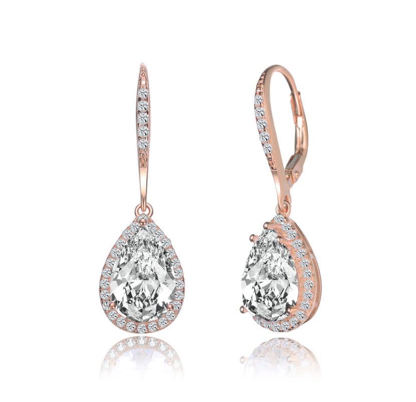 Lab Created Sterling Silver with Clear Cubic Zirconia Pear Drop Earrings