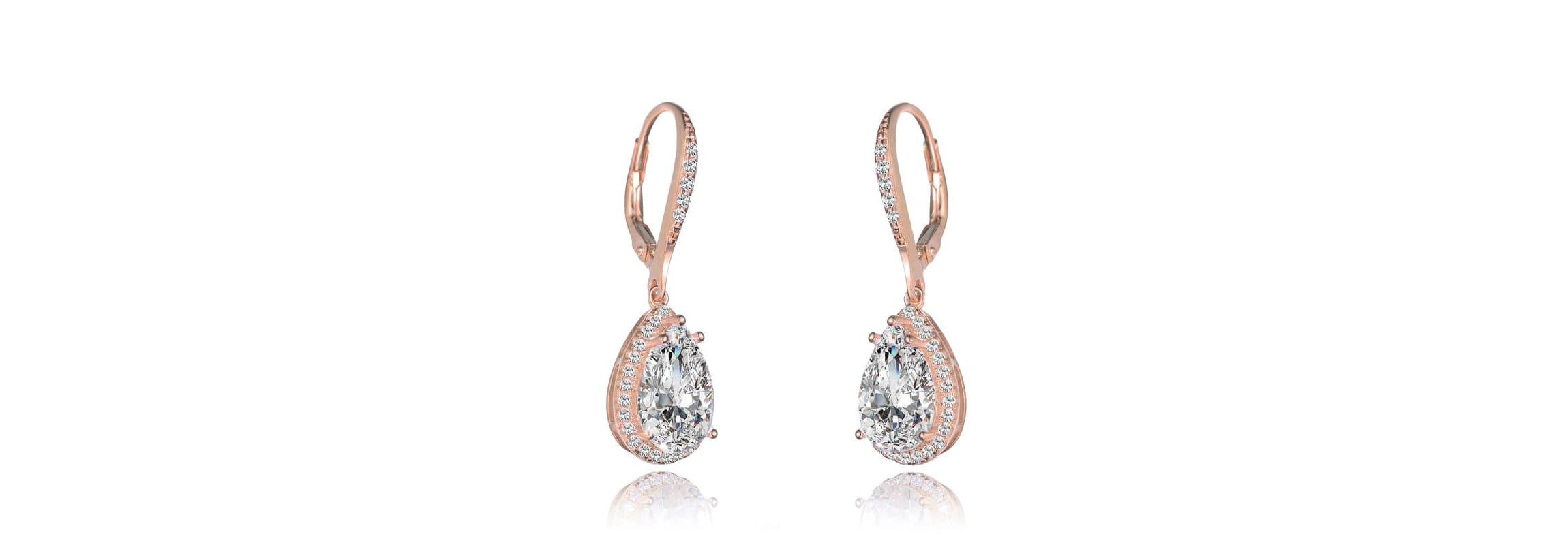 Lab Created Sterling Silver with Clear Cubic Zirconia Pear Drop Earrings