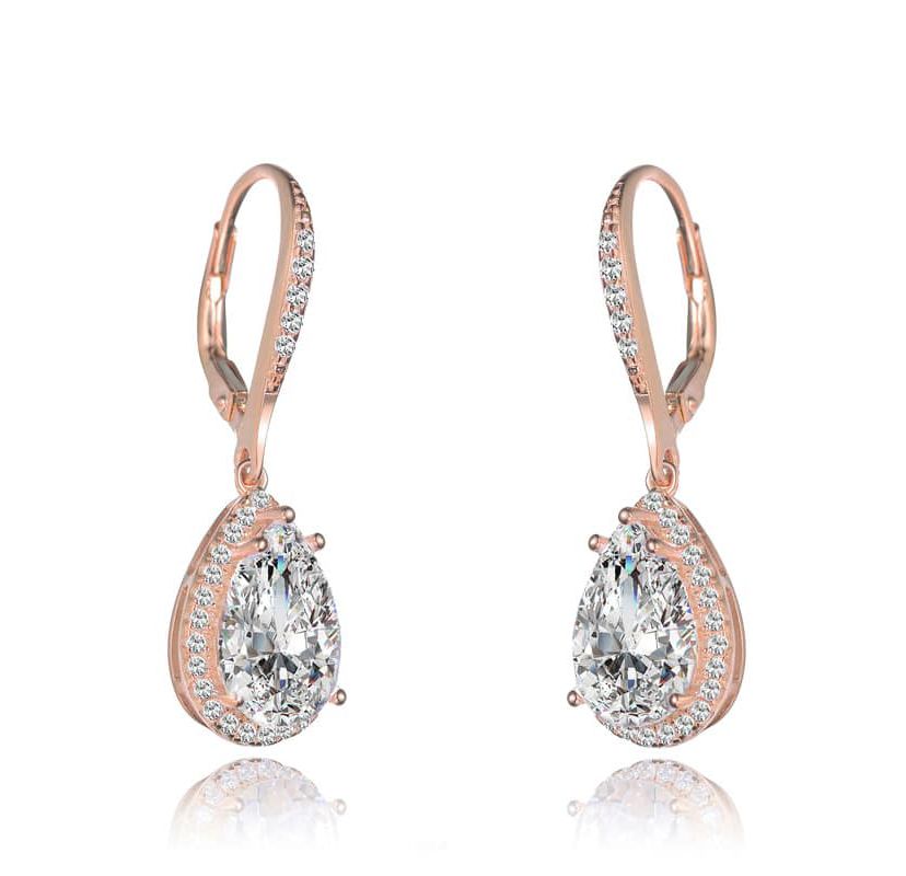 Lab Created Sterling Silver with Clear Cubic Zirconia Pear Drop Earrings
