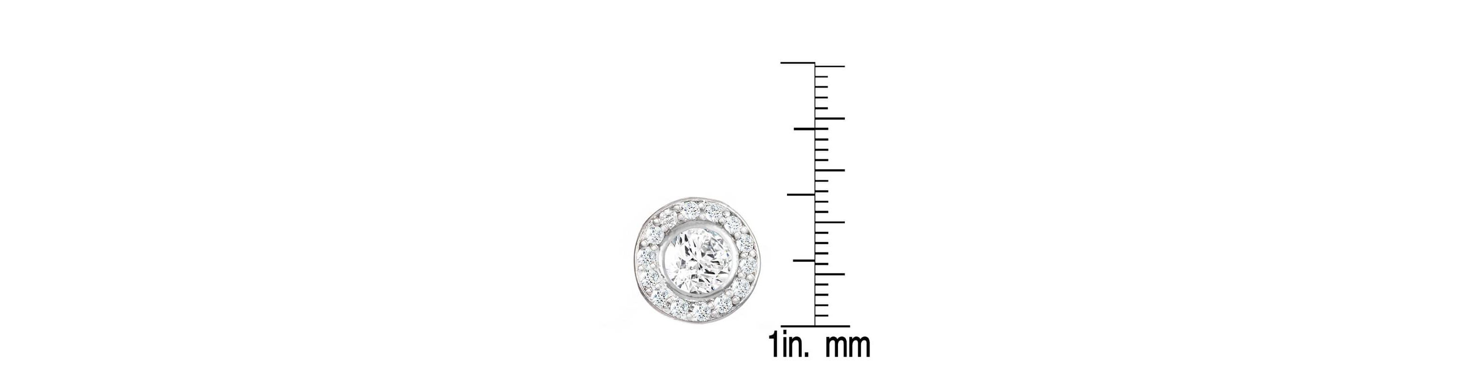 Lab Created Sterling Silver with Clear Cubic Zirconia Halo Stud Earrings