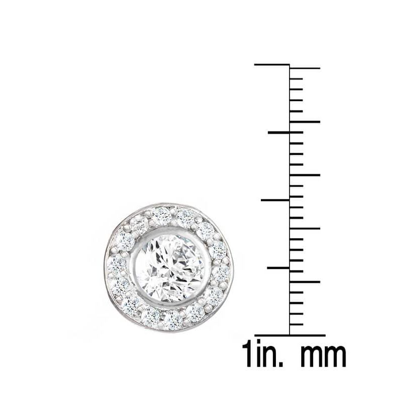 Lab Created Sterling Silver with Clear Cubic Zirconia Halo Stud Earrings