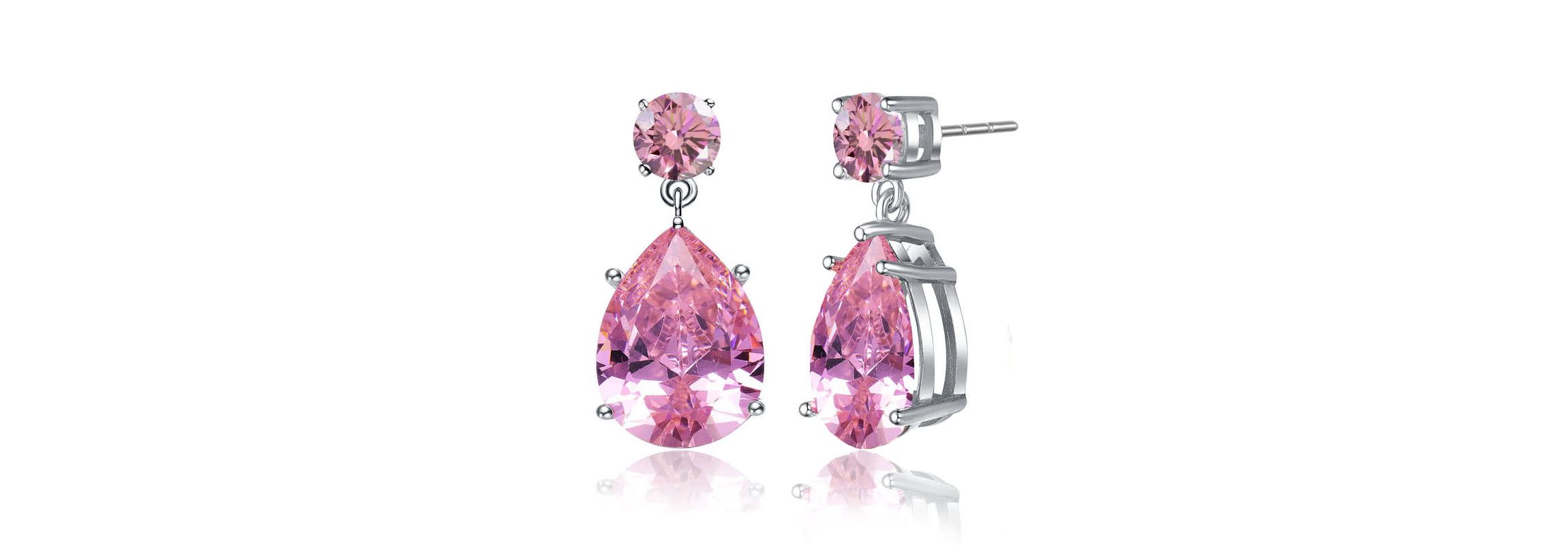Lab Created Sterling Silver White Gold Plating with Colored Oval Shaped Cubic Zirconia Accent Drop Earrings