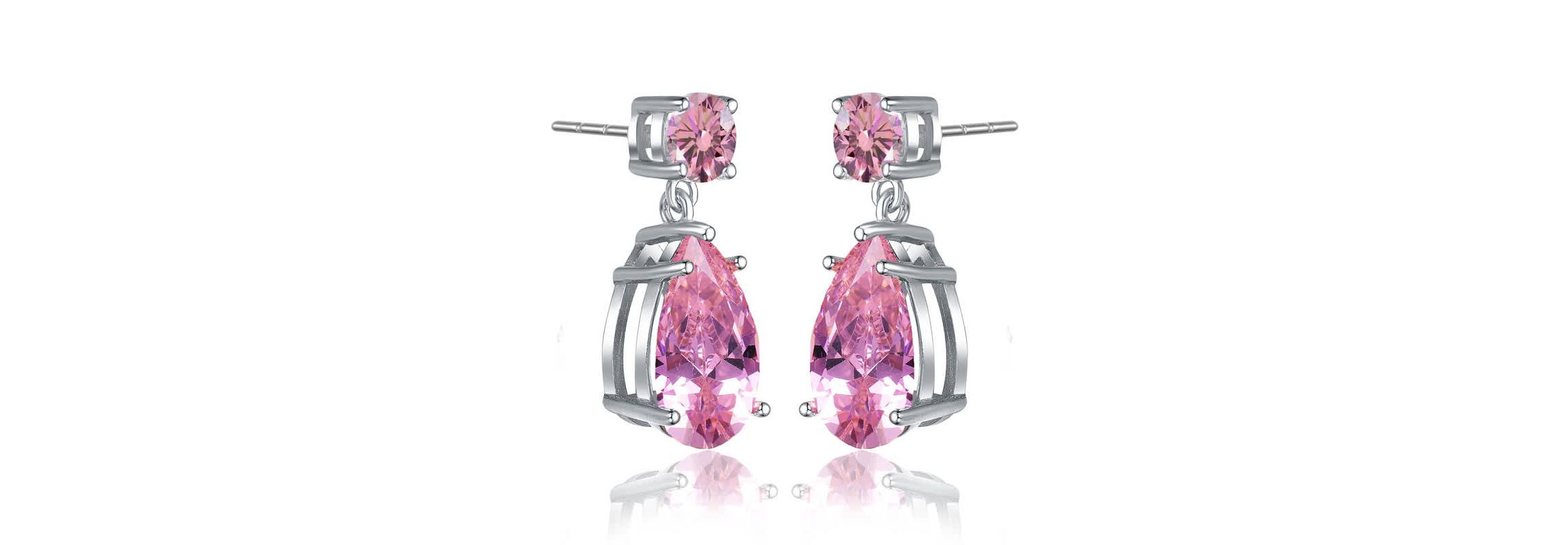 Lab Created Sterling Silver White Gold Plating with Colored Oval Shaped Cubic Zirconia Accent Drop Earrings