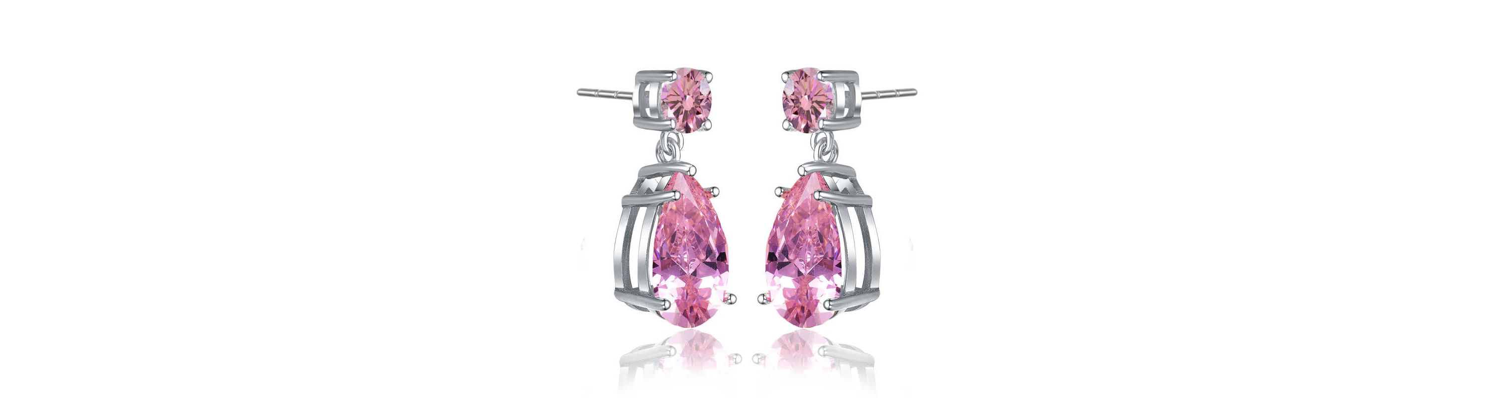 Lab Created Sterling Silver White Gold Plating with Colored Oval Shaped Cubic Zirconia Accent Drop Earrings