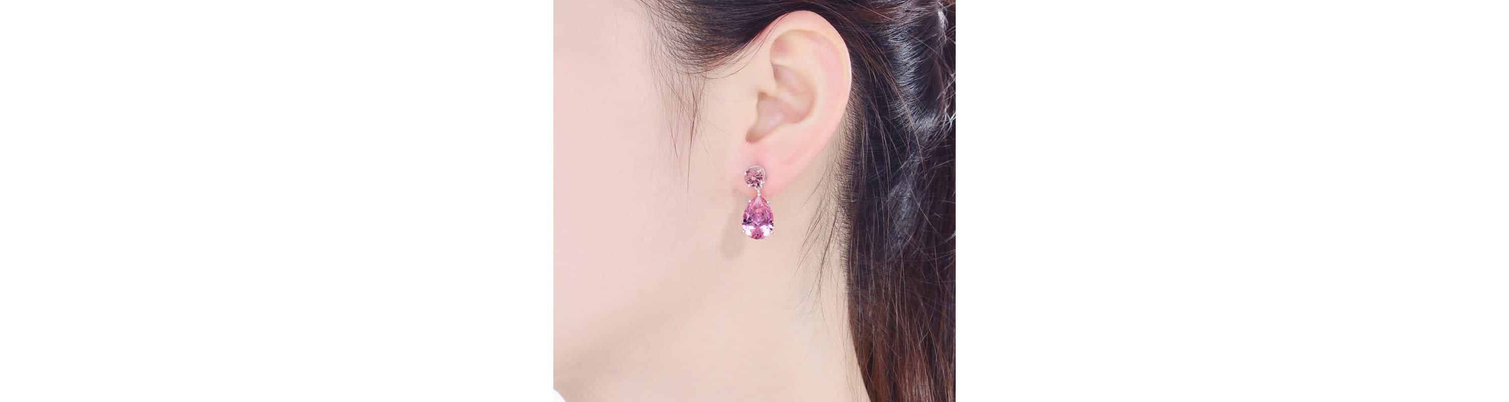 Lab Created Sterling Silver White Gold Plating with Colored Oval Shaped Cubic Zirconia Accent Drop Earrings