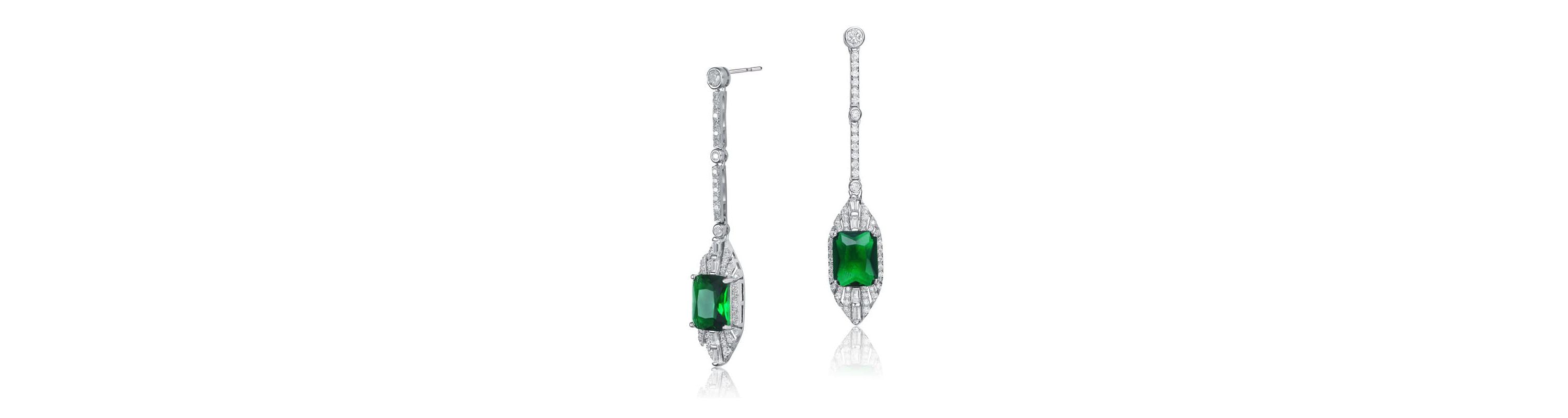 Lab Created Sterling Silver White Gold Plated with Colored Cubic Zirconia Drop Earrings